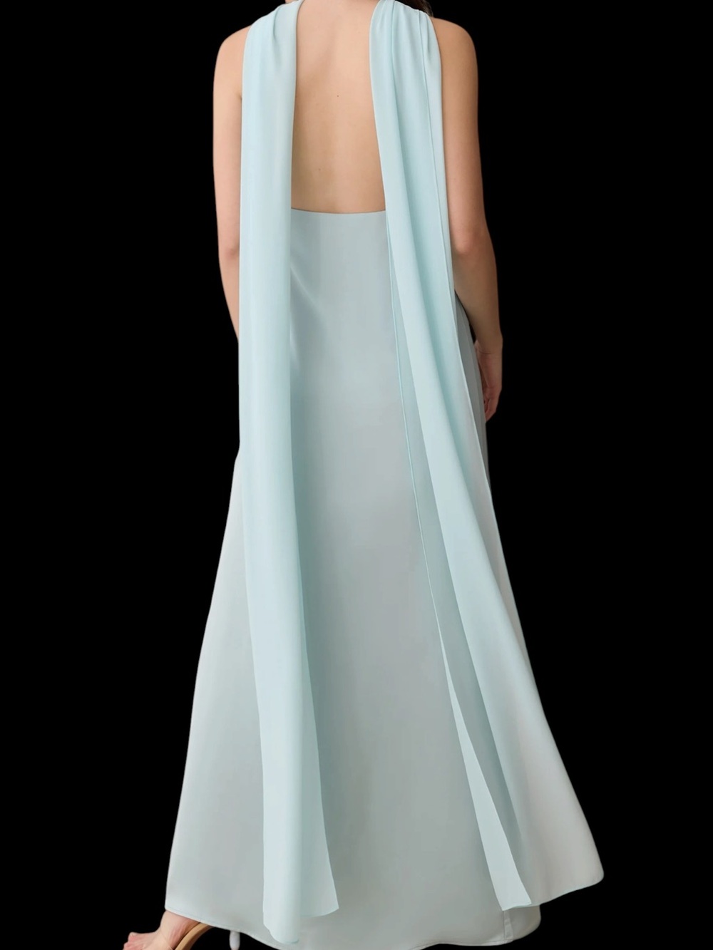 Few Moda o.p.t. Alessia Dress Frost Light Blue Backless Evening Gown Flowy NWT